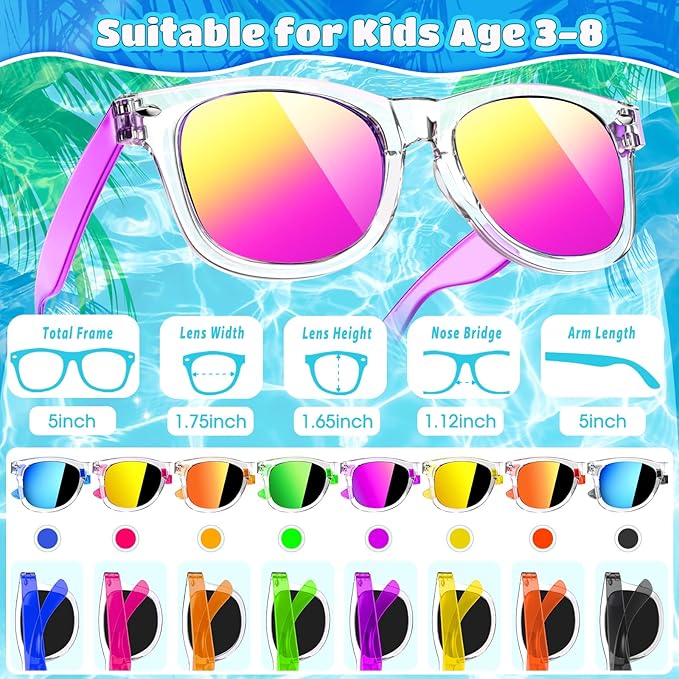 Joycover Kids Sunglasses Party Favors, Translucent Toddler Sunglasses Bulk for Boys Girls, Goodie Bags Stuffers for Kids Classroom, Pool Beach Easter Party Favors Graduation Birthday Gifts - 24 Packs