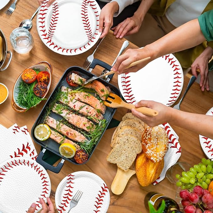 140 PCS Baseball Birthday Decorations, Baseball Party Supplies Includes Plates, Napkins, Cups, Cutlery for Baseball Party Decorations, Serve 20