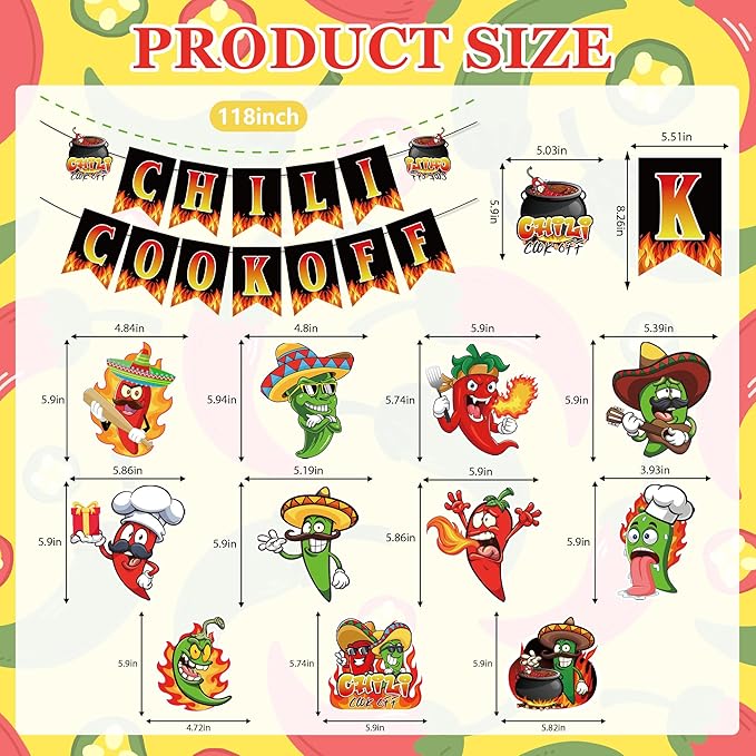 Chili Cook Off Decorations Include Chill Cook Off Banner Chili Hanging Swirls Honeycomb Centerpieces Chili Contest Tasting Competition Theme Party Supplies