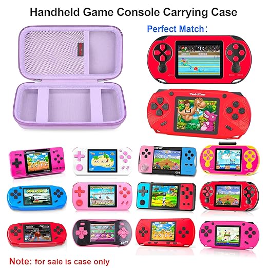 Elonbo Carrying Case for TaddToy/WELLST·G/Beijue/FAMILY POCKET/CCTU/X- JOYKIDS/GREENCREEK/Beico/KAVOYI/GuaiyeyeAP/TEBIYOU Handheld Game Console, Portable Electronic Gaming Player Bag, Purple