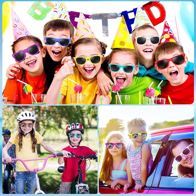 120 Pack Kids Neon Sunglasses Party Favors Bulk, 24 Colors Neon Party Sunglasses Colorful Novelty Sunglasses Cool Sun Glasses for Classroom Prize, Goody Bag Filler, Birthday Party Age 3-8