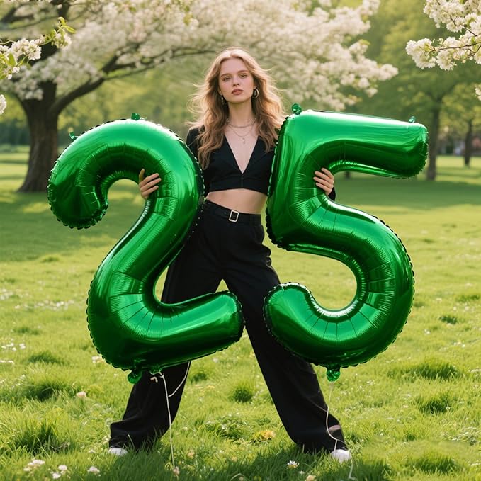 40 Inch Balloon 5 Number Balloons,Giant Number 5 Balloons Foil Mylar Helium Green Number Balloons for 15th 25th 35th 50th Birthday Party Supplies Anniversary Event Celebration Decorations