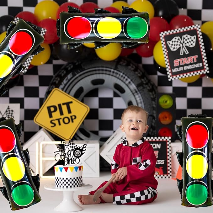 4Pcs Traffic Light Balloons for Race Car Birthday Party Decorations,Transportation Balloons for Kids Construction Vehicle Birthday Party Supplies