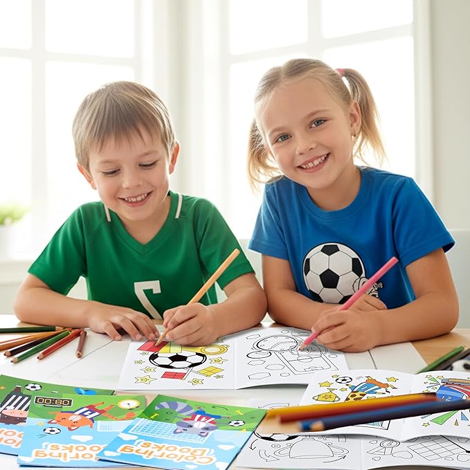 Soccer Coloring Books for Kids - 48Pcs Soccer Mini Coloring Booklet Sports Ball Theme DIY Art Drawing Book for Toddlers Birthday Party Favors Gifts Classroom Reward Home Art Activity Supplies