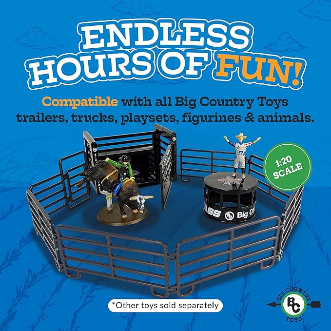 Big Country Toys 13 Piece PBR Bull Riding Playset - Rodeo Toys - Toy Figures & Playsets