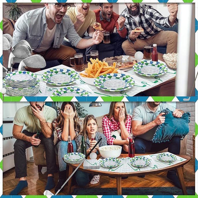 180Pcs Golf Party Supplies Paper Plates and Napkins Serve 60 Disposable Tableware Set for Birthday Party Decorations Game Day Family Holiday Sports Events