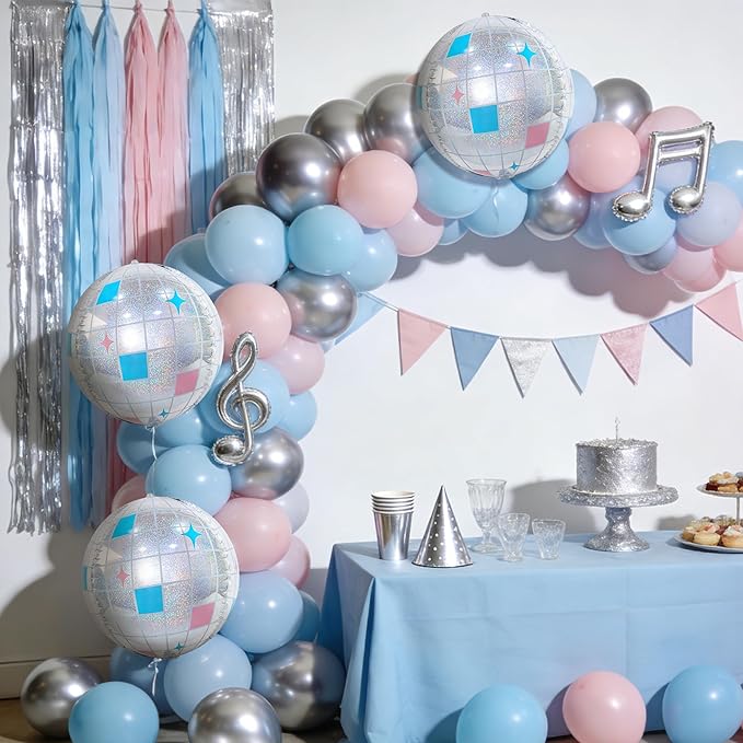 TONIFUL 8Pcs 22Inch Large Laser Silver 4D Giant Round Foil Balloon 4D Metallic Mylar Sephere Balloons for Christmas New Year Birthday Party Graduation Wedding Bridal Shower Decoration Supplies