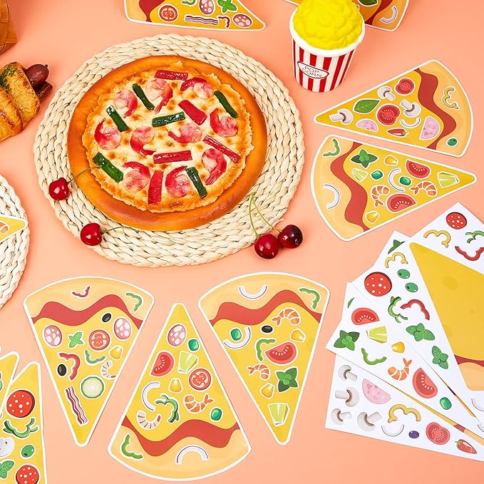 Zonon 48 Sheets Make a Pizza Stickers, Make Your Own Pizza Stickers Crafts Party Supplies Turtle Party Decorations Turtle Favors for DIY Arts Birthday Games Family Night