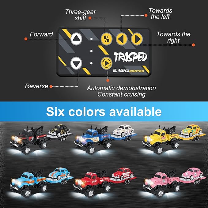 MOONTOY 1:64 Scale Mini Alloy Truck RC Car with LED Lights, 2.4Ghz Remote and App Control Toy Car, 3-Speed Adjustment Pocket Toy Car for Kids 4-8 Years and Adults (Red)