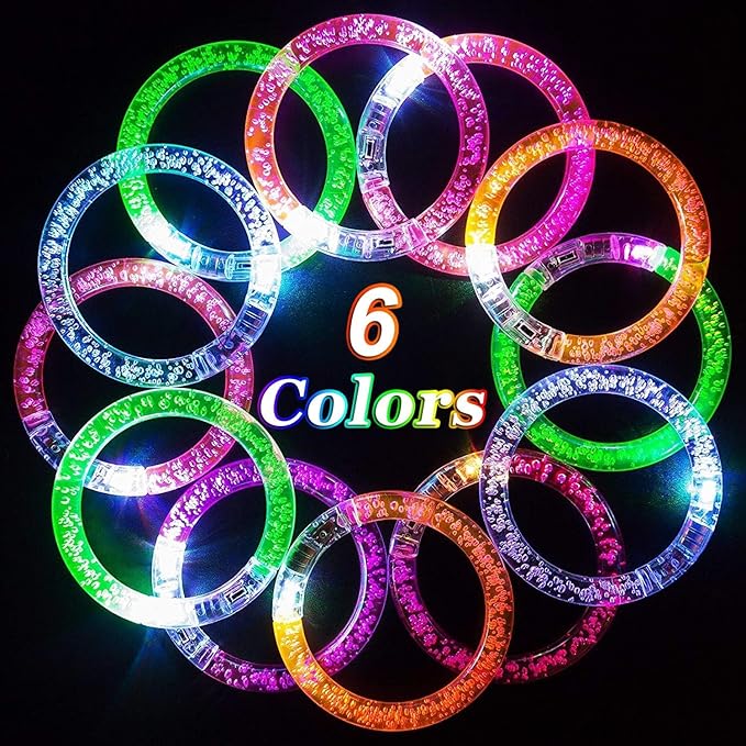 AMENON 24 Pack Glow In The Dark LED Bracelets Party Favors for Kids Party Supplies Flashing Light Up Bracelet Glow Sticks Party Toys Neon Accessory Concert Birthday Party Games Easter Basket Gifts