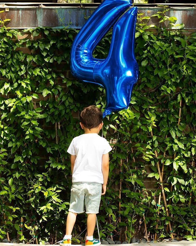 Navy Blue Number 4 Balloons 40 Inch Big Foil Number Balloons Giant Balloon 14th 24th for Boys Girls Baby Shower Anniversary Decorations, Photo Backdrop Props