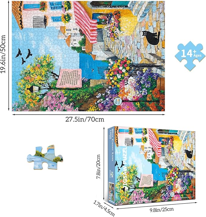 1000 Piece Puzzles for Adults, Landscape Puzzle, Charming Coastal Path Jigsaw Puzzle 1000 Pieces for Adults Seniors, Fun Decor Challenging Family Games Holiday Party Gifts -1:1 Poster