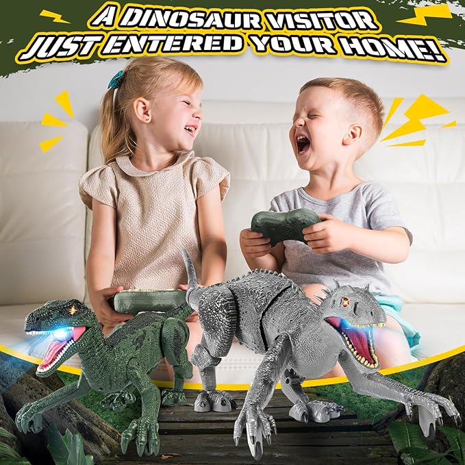 Dinosaur Toys for Kids, 2.4GHz Remote Control Dinosaur with Walking, Swingable Body, Realistic Sounds, Demo Mode, Rechargeable Jurassic Toys for 3-5, 5-7, 8-12, Birthdays, Parties, Christmas Day