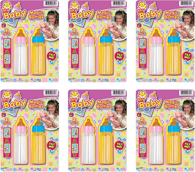 JA-RU Magic Baby Doll Bottles Milk Bottle and Juice Bottle, Great Baby Doll Accessories. Set with 2 Bottles. 701-6