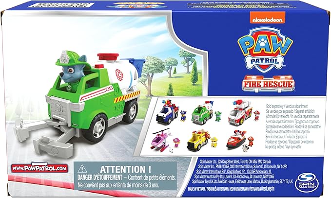 Paw Patrol Fire Rescue: Rocky Rescue Fire Tanker with Action Figure, Grab Claw and Toy Truck, Kids Toys for Boys & Girls Ages 3 and Up