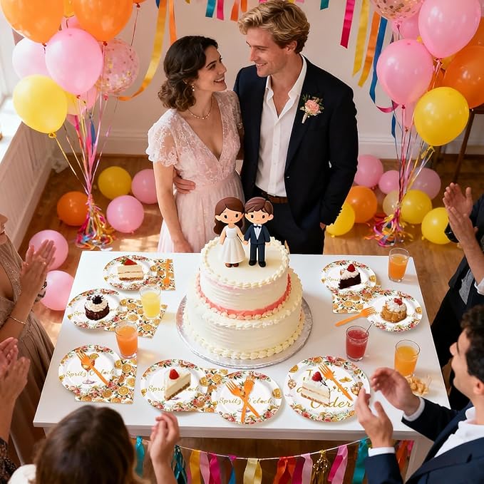 96 Pcs Spritz Party Decorations Just a Spritz Older Paper Plates and Napkins Orange Citrus Tableware Set for Cocktail Engagement Wedding Bachelorette Birthday Party Supplies