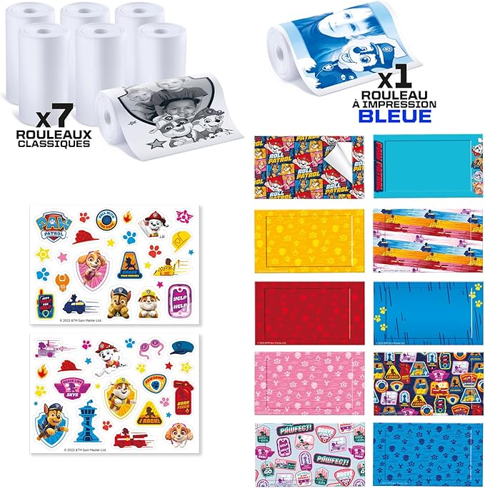 Canal Toys Refill for My First PAW Patrol Instant Camera - 8 Rolls of Paper, 2 Sheets of Stickers and 10 Self-Adhesive Frames - PPC 038, Multi-Coloured