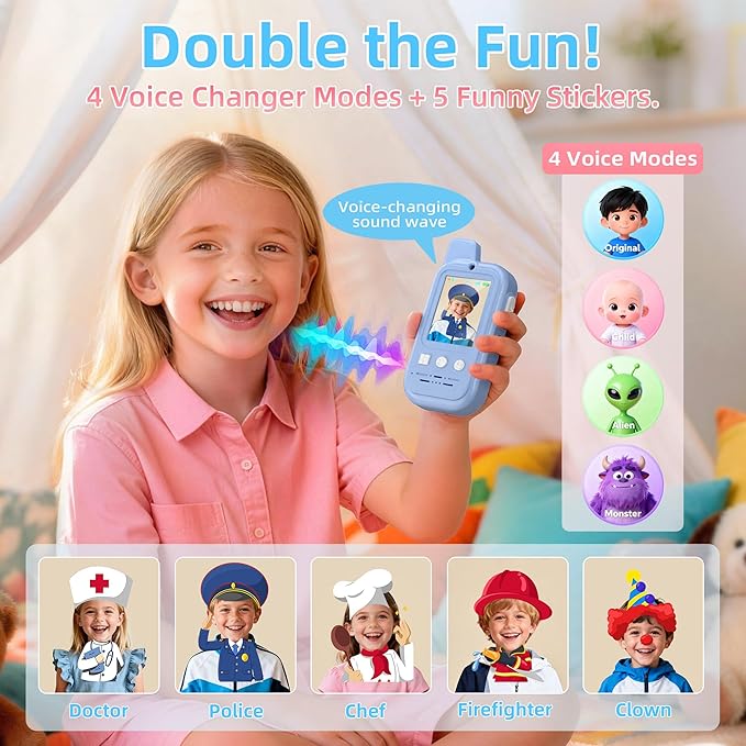 Video Walkie Talkies for Kids – 2 Pack Rechargeable Kids Walkie Talkies with HD Camera & Voice Changer, 2'' Screen Fun Intercom Toys for Boys Girls, Long Range Outdoor Play Camping Hiking Family Games
