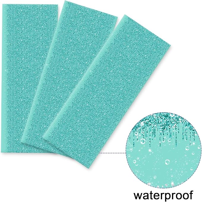 3 Pieces Teal and Silver Tablecloths for Happy Birthday Party Decoration Plastic Disposable Breakfast Blue Birthday Theme Table Covers for Girl Women Silver Glitter Birthday Party Supply, 54x108 Inch