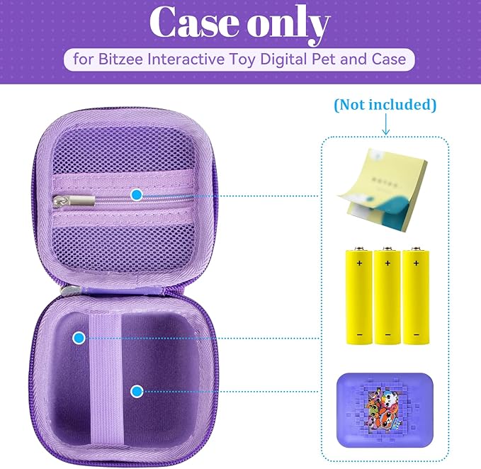 Hard Carrying Case and Silicone Cover for Bitzee Interactive Toy Digital Pet,Protective Case for Bitzee Virtual Electronic Pets Kids, Accessories for Bitzee Interactive Toy Digital Pet, Purple