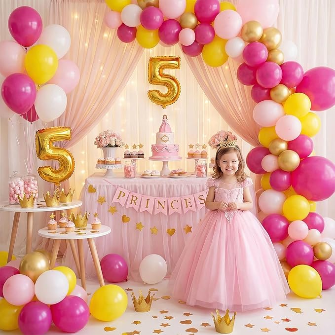 LovesTown 110PCS Latex Balloons 12inch Party Balloons Arch with Ribbon for Birthday Baby Shower Wedding Party Decorations Hot Pink (Pack of 2)