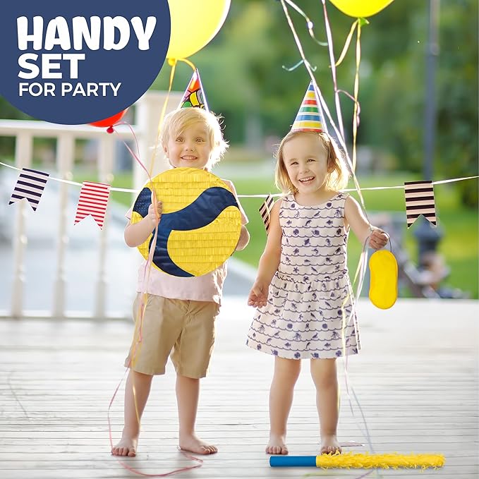 Volleyball Pinatas Bundle with a Blindfold and Bat (13"x13"x4"), Volleyball Pinatas for Birthday Party Boys, Perfect for Birthday Party, Sport Theme Party, Decoration