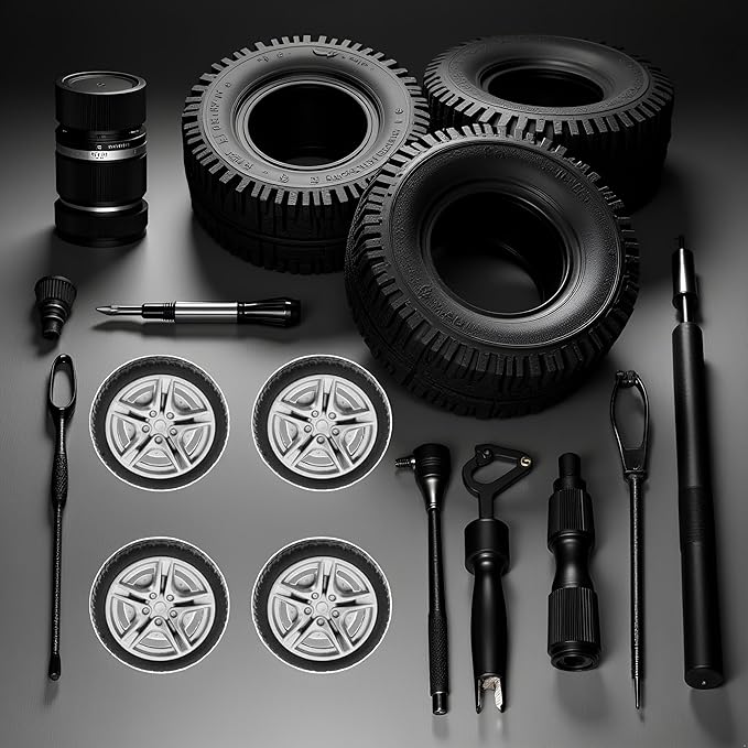 4Pcs Black Toy Car Wheel Tires,48mm Simulation Rubber Wheel Tire Toy Model DIY RC Spare Parts Easy Installation Small in Size,Remote and App Controlled Vehicles and Parts,Wheels and Tires
