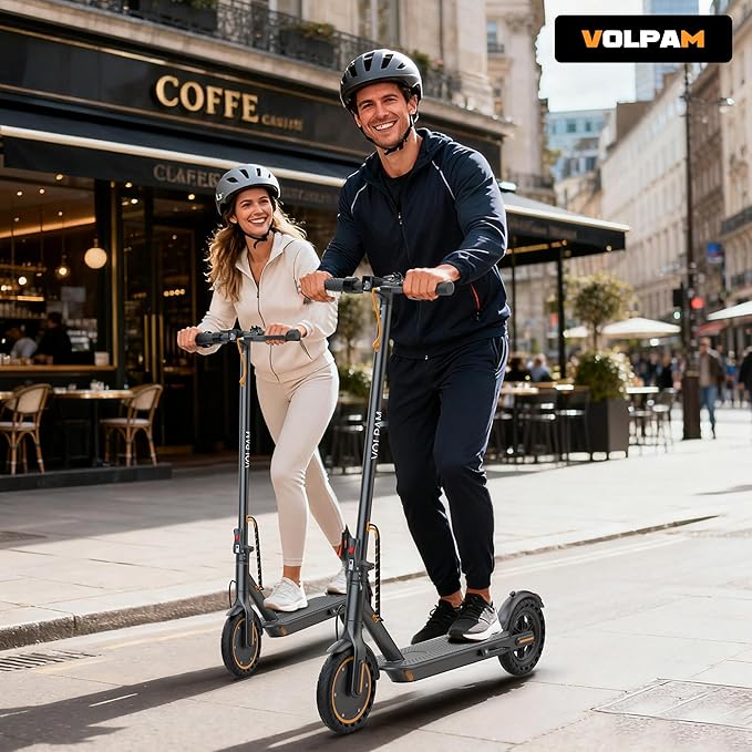 VOLPAM Electric Scooter, 350W/500W Powerful Motor, 8.5"/10" Solid Tires, 19/21Mph, 28/23/21/16 Miles Max Range, Dual Braking