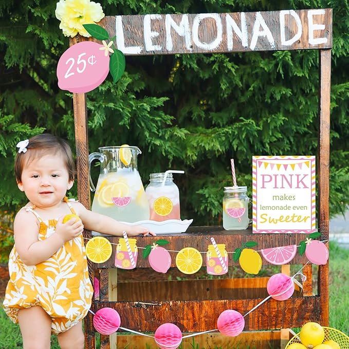 Lemon party Decorations, Lemonade Stand Decorations with Lemonade Banner Lemonade Sign Coffee Bar Signs Lemon Stickers for Summer Lemon Birthday Baby Shower Bridal Shower Party Supplies