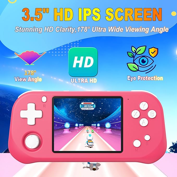 Handheld Game for Kids with 3.5'' IPS Screen 139 Preloaded 32 Bit Electronic Video Games, Portable Rechargeable Gaming Player Toy for Boys Girls Seniors Gift (Vivid Magenta)