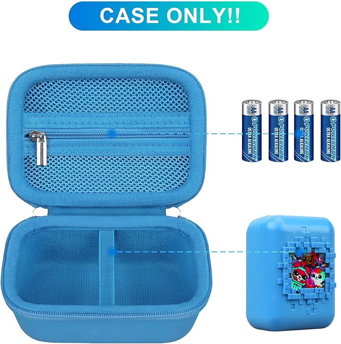 BOVKE Carrying Case for Bitzee Disney/Bitzee Magicals/Bitzee Interactive Toy Digital Pet and Case, Travel Holder Fits Bitzee Virtual Electronic Pets Kids Toys, Extra Space for Batteries, Light Blue