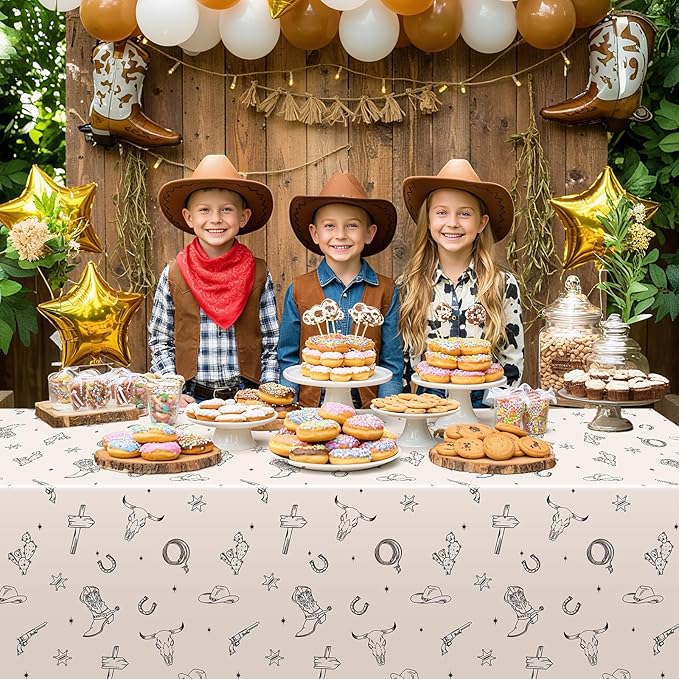 6 Pack Western Cowboy Party Decorations Tablecloth, 54 X 108Inch Rodeo Table Covers Disposable Cowboy Table Cloth Waterproof Tables Cover for Western Rodeo Birthday Party Decor