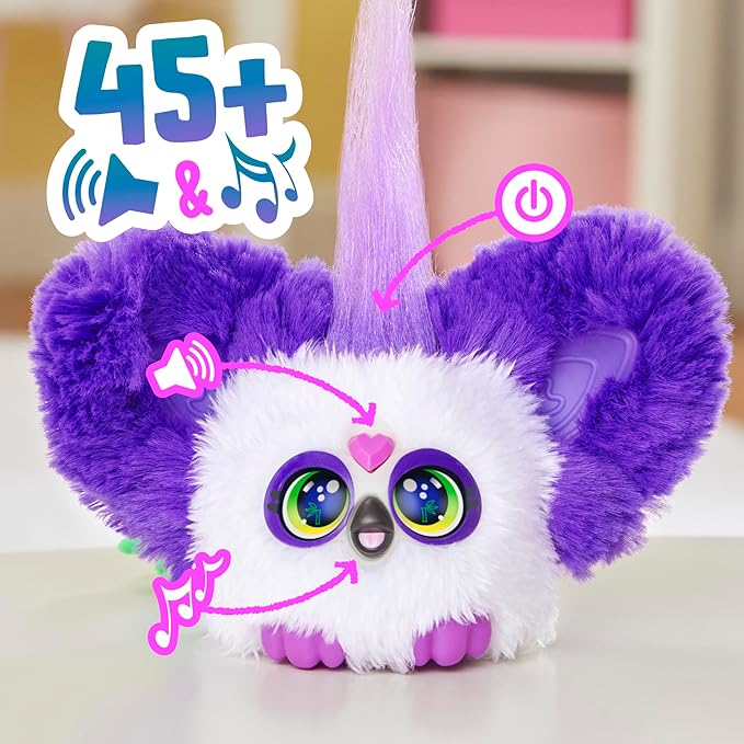 Furby Furblets Bam-Boo Mini Friend, Electronic Plush Toys for Girls & Boys, Panda, Black & White, Speaks Furbish & Plays Music, Series 5, Back to School Gifts, Ages 6+