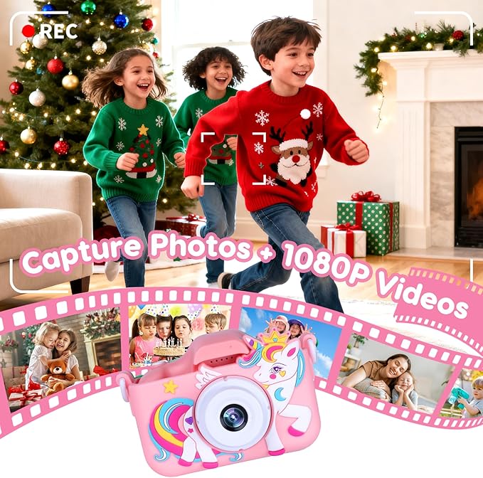 Kids Camera Toys for 3-12 Year Old Boys Girls,Toddler Camera 1080P Birthday Christmas Gifts for Grandkids,Toys for 4 5 6 7 8 9 10 11 Year Old Kids with 32G SD Card