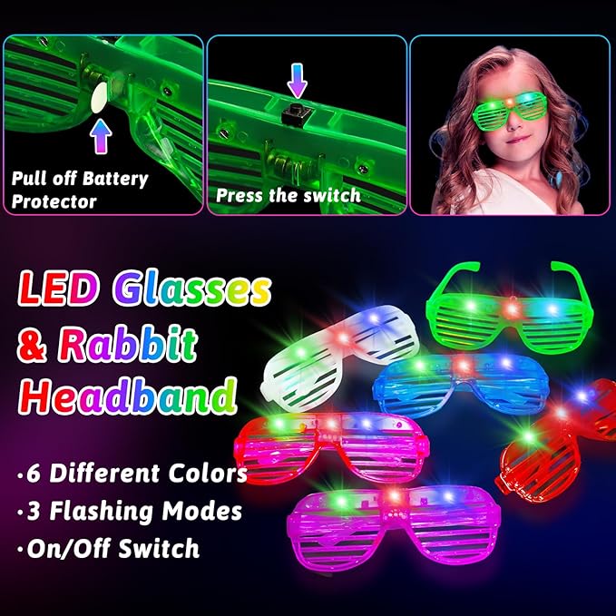 Glow Sticks Party Favors for Kids/Adult 156 PCS - Glow in The Dark Party Supplies Light Up Bracelet Necklaces Glasses Headband Accessories, Birthday Easter Basket Stuffers Gifts Bags Neon Decorations