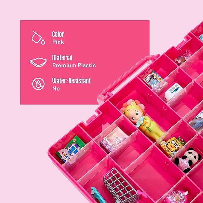 Mini Toy Organizer Box – 48 Compartment Storage Case for Mini Brands, LOL Dolls, Shopkins & Calico Critters – Kids Collectible Container for Small Toys