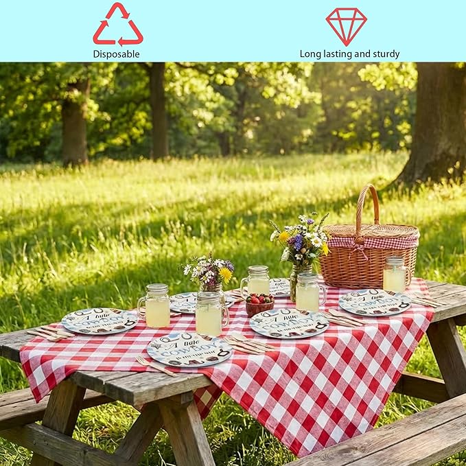 120 Pcs a Little Cowboy Is on The Way Baby Shower Paper Plates Cowboy Disposable Paper Plates Baby Shower Party Supplies for Girl Boy Spring Decoration
