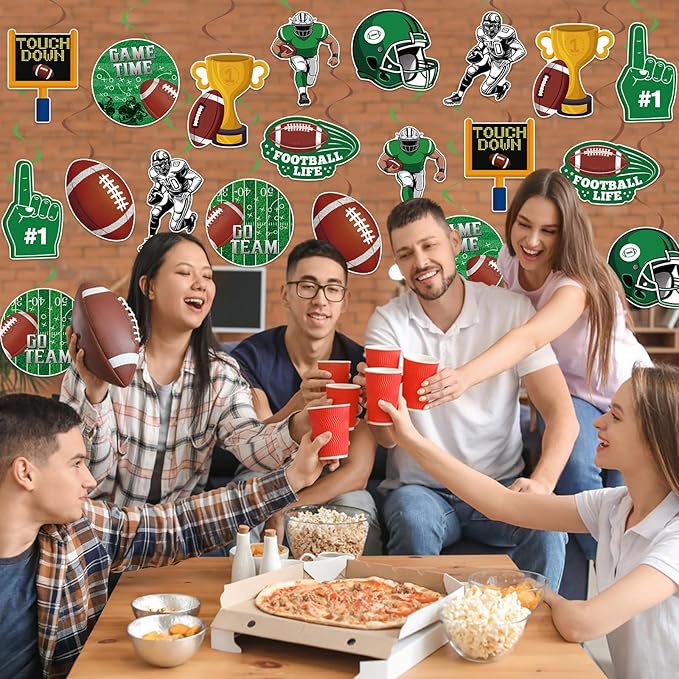 40Pcs Football Hanging Swirl Decorations, Football Party Ceiling Hanging Swirls Super Bowl Game Swirls Streamers for Sports Birthday Super Bowl Game Day Tailgate Party Decor Supplie