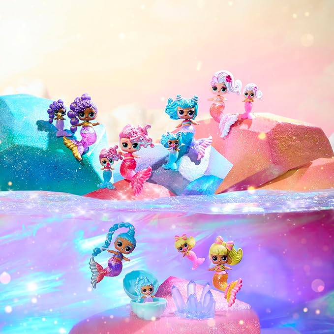 LOL Surprise Mermaids Makeover Magic Baby Sisters with Color-Changing Mermaid Tails and Shell-Inspired Display Ball, Collectible Dolls, Kids Ages 4+