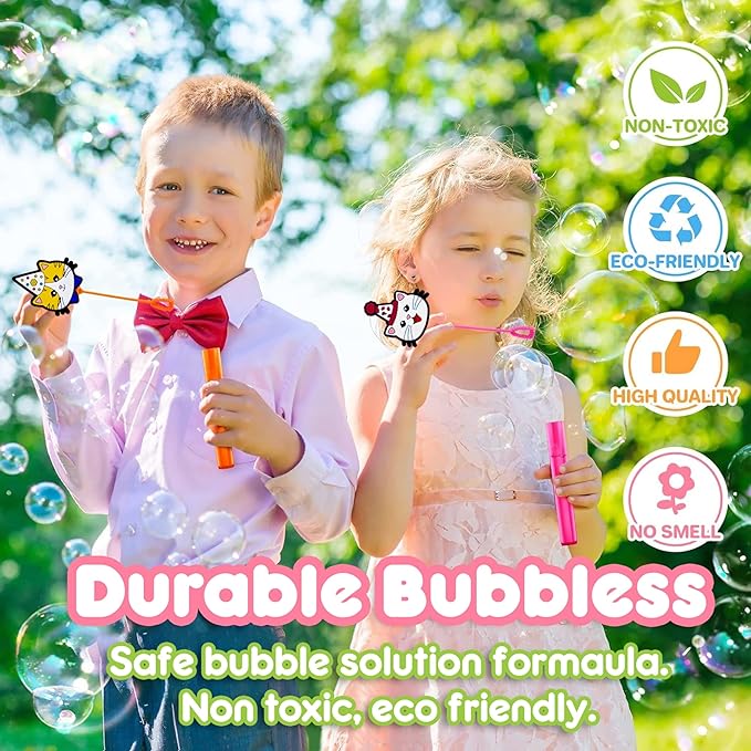 Cat Party Favors for Kids – 24PCS Cute Kitten Bubble Wands, Great for Birthday Supplies, Pinata Fillers, Goodie Bags & Classroom Rewards