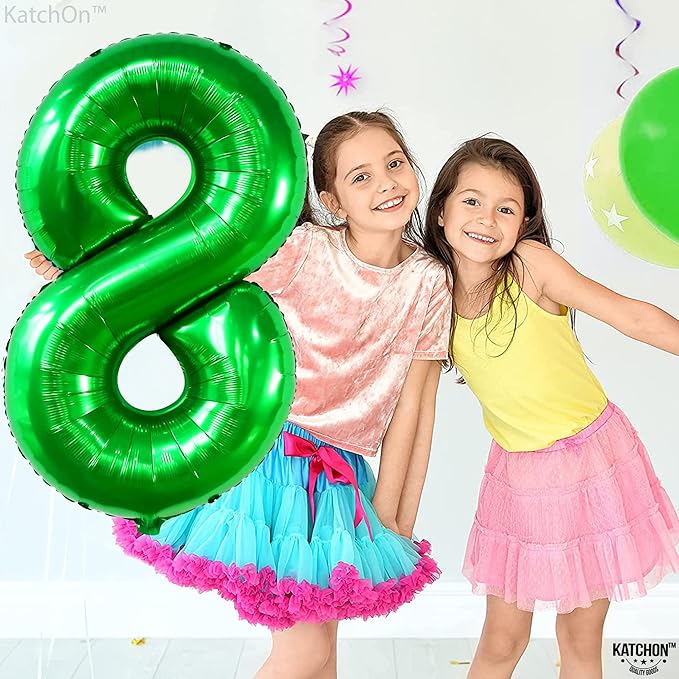 KatchOn, Green Number 8 Balloon - 40 Inch | Green 8 Balloon Number, Happy 8th Birthday Decorations Boy | Eight Balloon Number | 8 Year Old balloon, Green Birthday Decorations