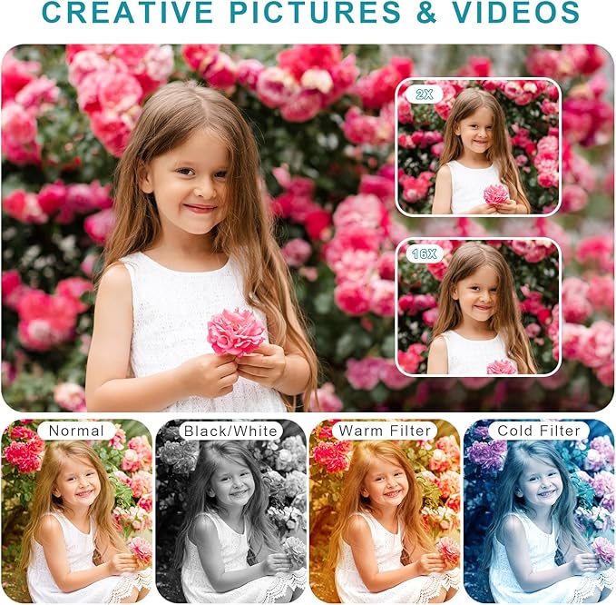 Digital Camera, Camera for Kids, UHD 4K 48MP Point and Shoot Digital Cameras with 64GB SD Card and 16X Digital Zoom Anti Shake, Compact Portable Small Gift for Boys Girls Students, Black