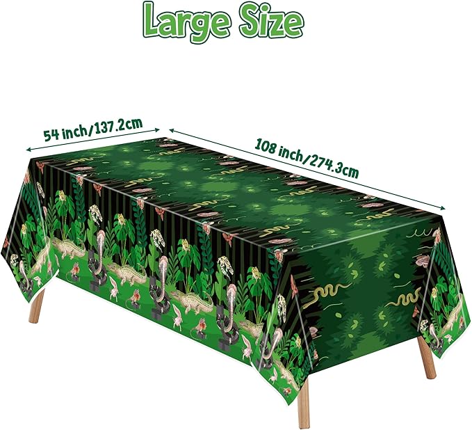 6Pack Reptile Swamp Party Tablecloth Disposable Wildlife Lizard Snake Rectangle Tablecover Alligator Turtle Jungle Animal Plastic Table Cloth Decoration for Reptile Birthday Supply 54” x 108”