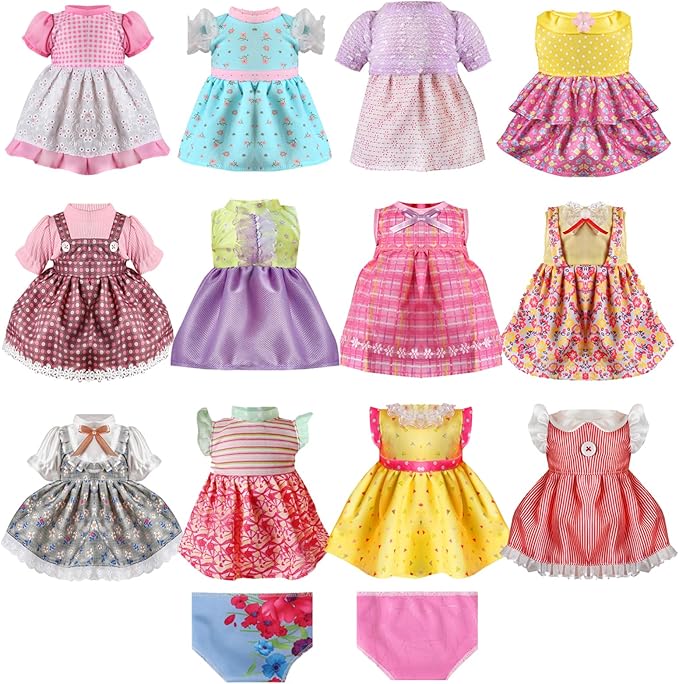 Alive Baby Doll Clothes and Accessories - 12 Sets Girl Doll Princess Dress for 12-14 Inch Dolls - Cute Outfits for Little Girls' Christmas & Birthday