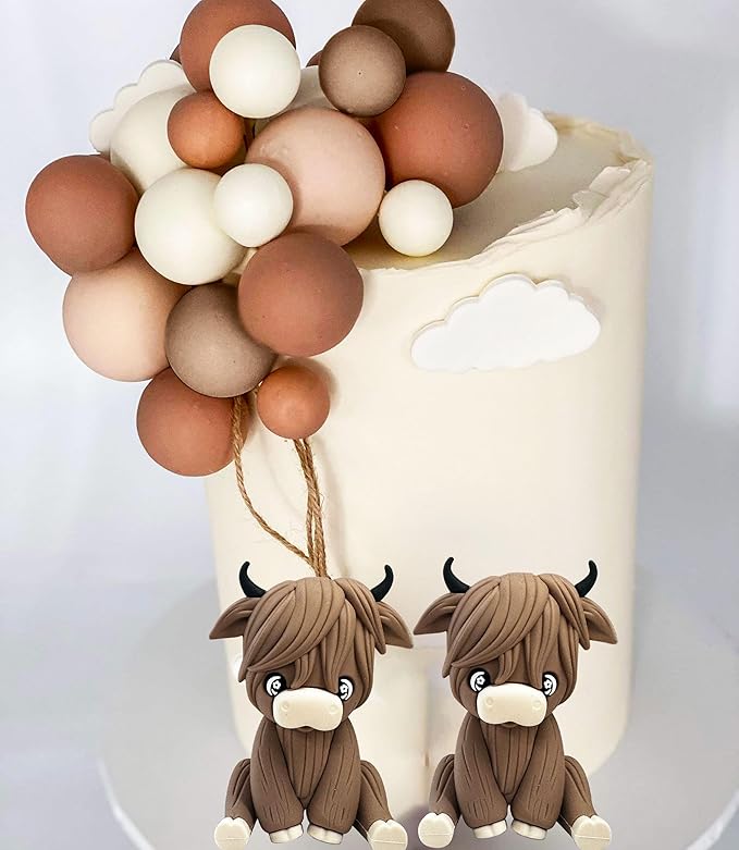 JeVenis Two Highland Cow Cake Decorations Cake Topper Highland Cow Party Favors For Highland Cow Baby Shower Party Birthday Party Supplies