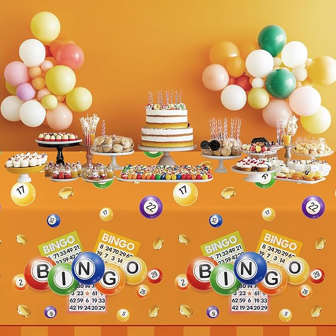 Bingo Decorations Party Tablecloth, 3 Pack Disposable Bingo Birthday Party Supplies Table Cover, 55in x 86in