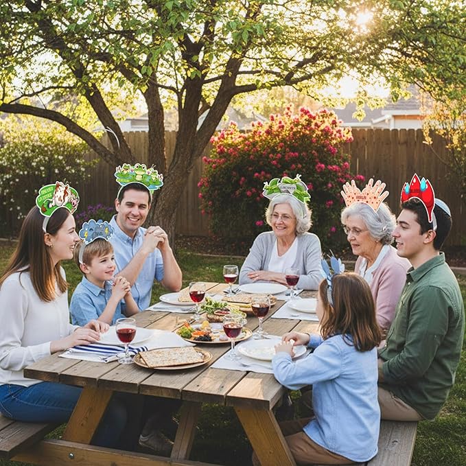 Blosssound 10 Pcs Passover Headbands Ten Plagues Party Favor Gift Passover Paper Head Bopper Cartoon Animal Pesach Headwear Seder Dress up Party Costume Accessories Photo Prop Decoration Supplies