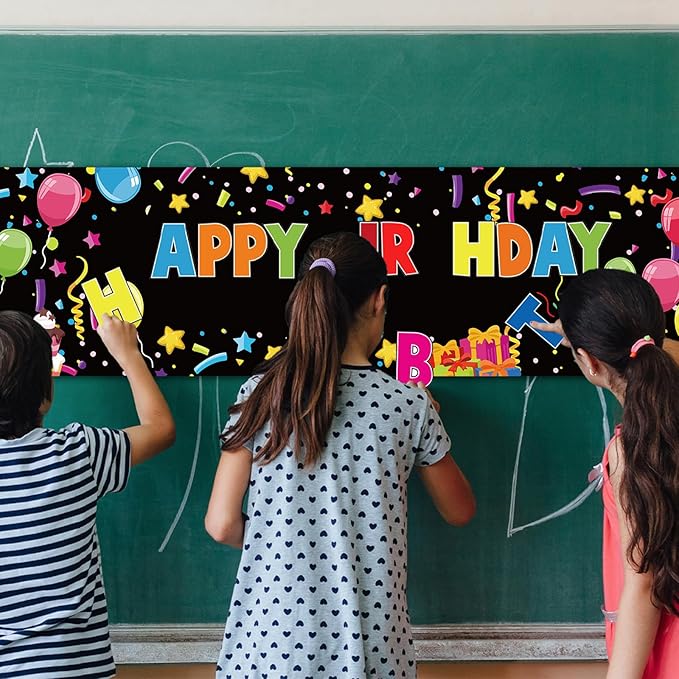 Personalized Birthday Banner Make Your Own Banner Backdrop Custom Birthday Banner Name DIY Colorful Happy Birthdays Banner with Alphabet Stickers for Birthdays Party Backdrop Decoration