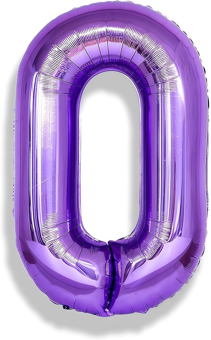 Purple Number Balloons, 40 Inch Foil Large Balloons, Helium Self Inflating Number Balloon for Girls Women 10th 20th Birthday Party Bridal Shower Anniversary Ceremony Party Decoration Supplies
