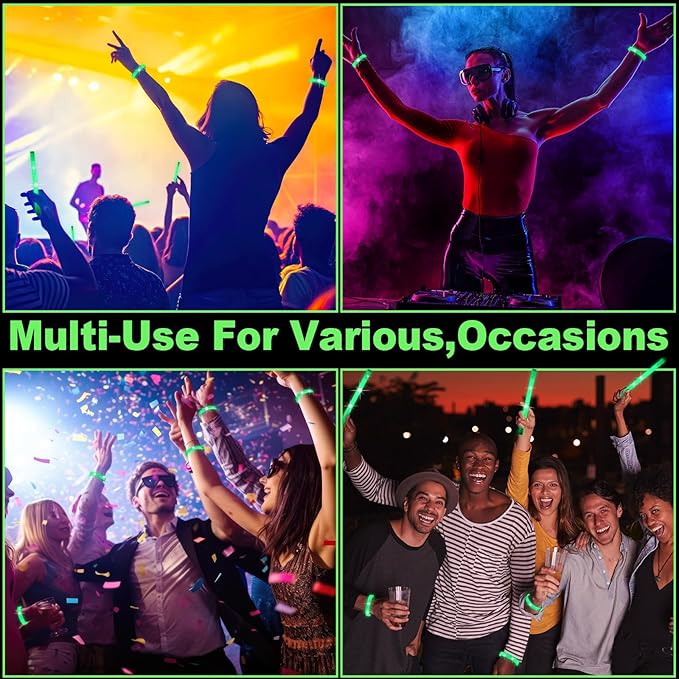 Kigeli 60pcs St Patricks Day Party Favors Green Glow Sticks 9" Glow Wristbands with Connectors Saint Patrick's Light up Bracelet Gifts for for Carnival, Easter, and Music Festival Supplies